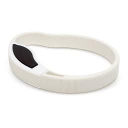 A jar and bottle opener made of white plastic with a black rubber grip.