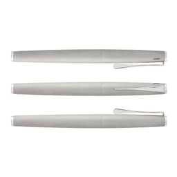 A metallic silver Lamy Studio Rolling Ball Pen displayed from multiple angles, featuring a sleek design and clip.