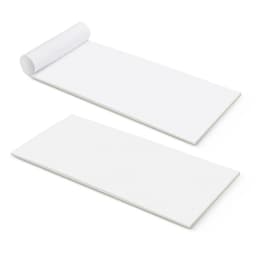 A vertical note pad with 25 white leaves, featuring an unrolled top and a stack of flat sheets. It has a logo on the design.