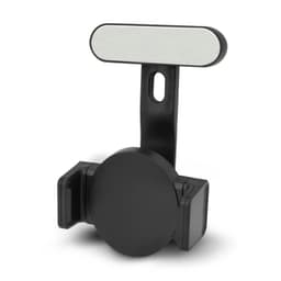 A black wireless charging phone holder with a sleek design and a reflective surface on top.