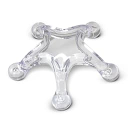 A clear star-shaped massager with rounded tips. The product has a shiny finish and has a transparent appearance.