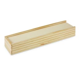 A wooden box with a smooth surface and a light pine colour, designed to hold game pieces.
