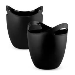 Two black ice buckets with curved handles, designed for leisure and outdoor use, with a sleek, modern appearance.