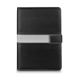 A black portfolio with a contrast grey band and a logo, designed for professional use.