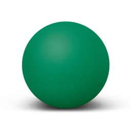 A green hi-bounce ball with a smooth surface, featuring a round shape and a subtle shine.