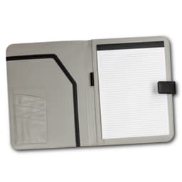 A grey Hartford Portfolio featuring a notepad and a pocket for documents, with a black accent and logo.