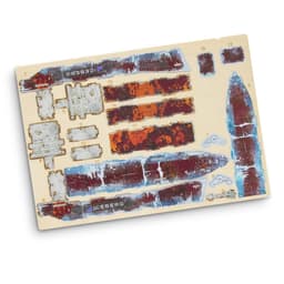 A detailed wooden model kit of a cargo ship in shades of brown and blue, featuring various parts and an instruction sheet.