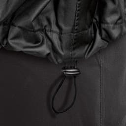 A close-up of the black fabric and drawstring of the TRENDSWEAR Weston Mens Windbreaker jacket.