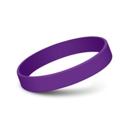 A purple silicone wristband with a smooth surface, featuring a logo. Ideal for events and exhibitions.