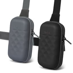 Two Rollink Mini Bag Go products in grey and black, featuring a textured design and a strap for carrying.