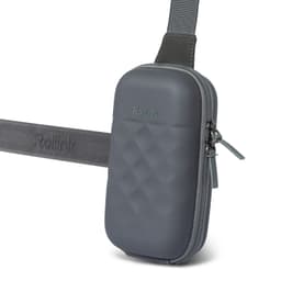 A grey Rollink Mini Bag Go featuring a textured surface and an adjustable strap. It includes a zip closure and logo branding.