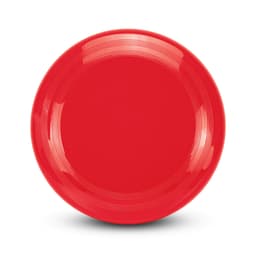A red flying disc featuring a smooth surface and circular design, ideal for outdoor use.