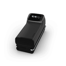 A black Garmin Index BPM Smart Blood Pressure Monitor with a sleek design and a digital display.