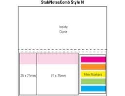A printed layout depicting a laminated cover with sections for film markers in pink, orange, blue, and green.