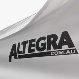 A white awning featuring a logo in black, part of a promotional product for the 3m Gazebo Awning Kit.