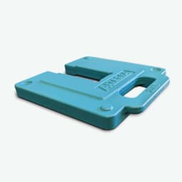A teal 10kg gazebo leg weight with a handle for easy carrying. The design features a textured surface.