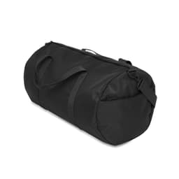 A black duffel bag with dual handles and a shoulder strap, featuring a zippered compartment.