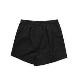 Black boxer shorts featuring a comfortable elastic waistband and a loose fit.