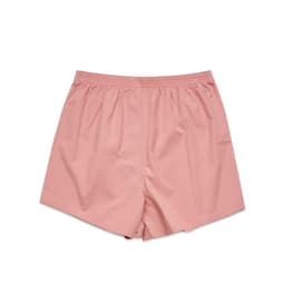 Pink boxer shorts with an elastic waistband, featuring a simple design and no visible branding.