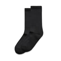 Two pairs of black socks with a ribbed cuff and a smooth finish, featuring a subtle logo.
