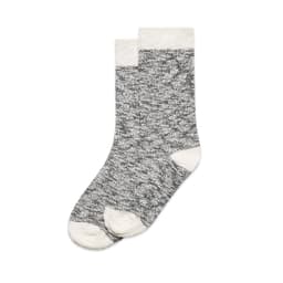 A pair of grey and cream slub socks displayed together, featuring a textured pattern and contrasting cuffs.