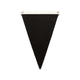 A black canvas pennant flag with metal grommets at the top for hanging.