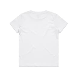 A plain white Kids Staple Tee featuring a simple design. The shirt has a logo on the back.