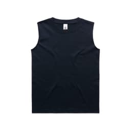 A black singlet tank top featuring a simple design and a label inside the neckline. It has a logo in the corner.