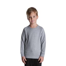 A grey jumper featuring a classic design with a round neckline and long sleeves, suitable for kids.