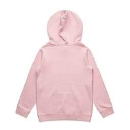 A pink hoodie with a hood and long sleeves, featuring a plain back design.