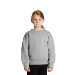 A grey jumper for kids, featuring a relaxed fit with long sleeves and a round neck design.