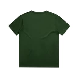 A green youth block tee featuring a plain back design and a logo on the upper back.