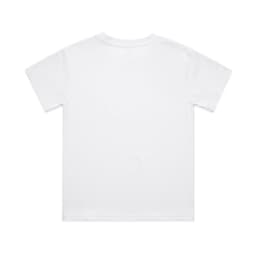 A white children's classic tee with a simple design. The shirt has short sleeves and a casual fit.
