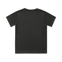 A black youth classic tee with a plain back design and short sleeves. It features a logo on the neckline.