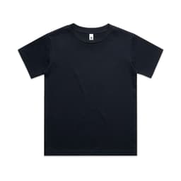 A plain black youth classic tee with a round neckline and short sleeves, featuring a branding label.