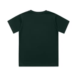 A plain dark green youth t-shirt with short sleeves and a crew neckline, featuring no visible design elements.