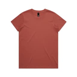 A plain rust-coloured t-shirt with a crew neckline and short sleeves. Features a logo on the label.