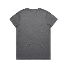 A grey T-shirt with a soft texture, featuring a logo on the back. The shirt has a classic crew neckline.