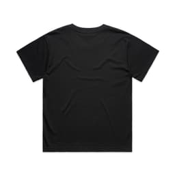 A black unisex T-shirt featuring a simple, classic design with short sleeves and a crew neck.
