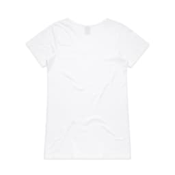 A white V-neck T-shirt with a soft texture, featuring a logo at the back.