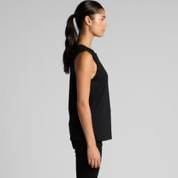 A black singlet tank top with a relaxed fit, featuring a round neckline and sleeveless design.