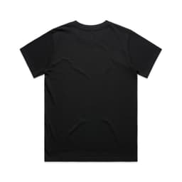 A black t-shirt with a classic fit, featuring a plain back design and no visible branding.