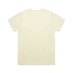 A pale yellow t-shirt featuring a plain back and a logo tag.