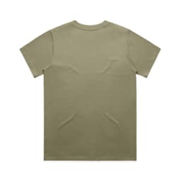 An olive green t-shirt with a classic cut, featuring a plain back and no visible designs or logos.