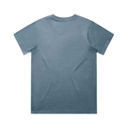 A classic tee in a soft blue colour with a plain design and a logo on the back.