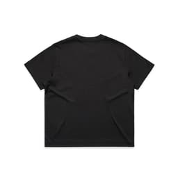 A plain black T-shirt with a relaxed fit, featuring a simple design and no visible branding on the back.