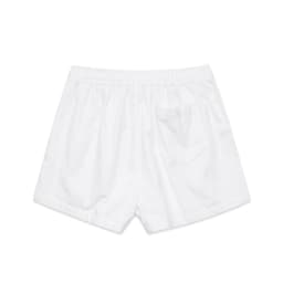 White dress shorts featuring an elastic waistband and a back pocket, with a simple and clean design.