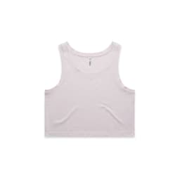 A light pink crop singlet with a simple design, featuring a label and no additional patterns or graphics.