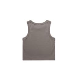 A faded organic rib crop tank in a muted grey tone, featuring a simple design and no visible logos.