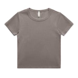A faded organic rib tee in a muted brown colour, featuring short sleeves and a crew neck design.
